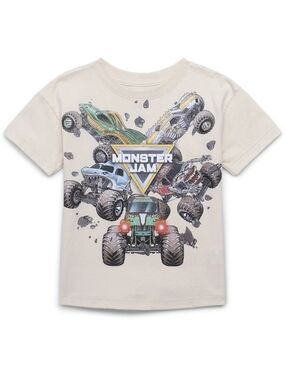 🌻 NWT Monster Jam Toddler Boys Graphic T-Shirt – Beige – Size 12M